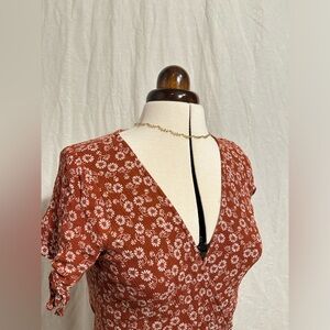 Papermoon Rust Red Floral Midi  Wrap Dress